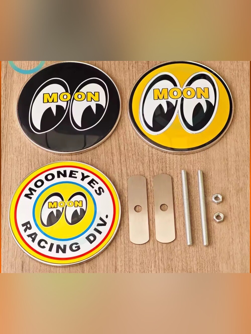 Mooneyes Metal Emblem Badge With Attatching Hardware